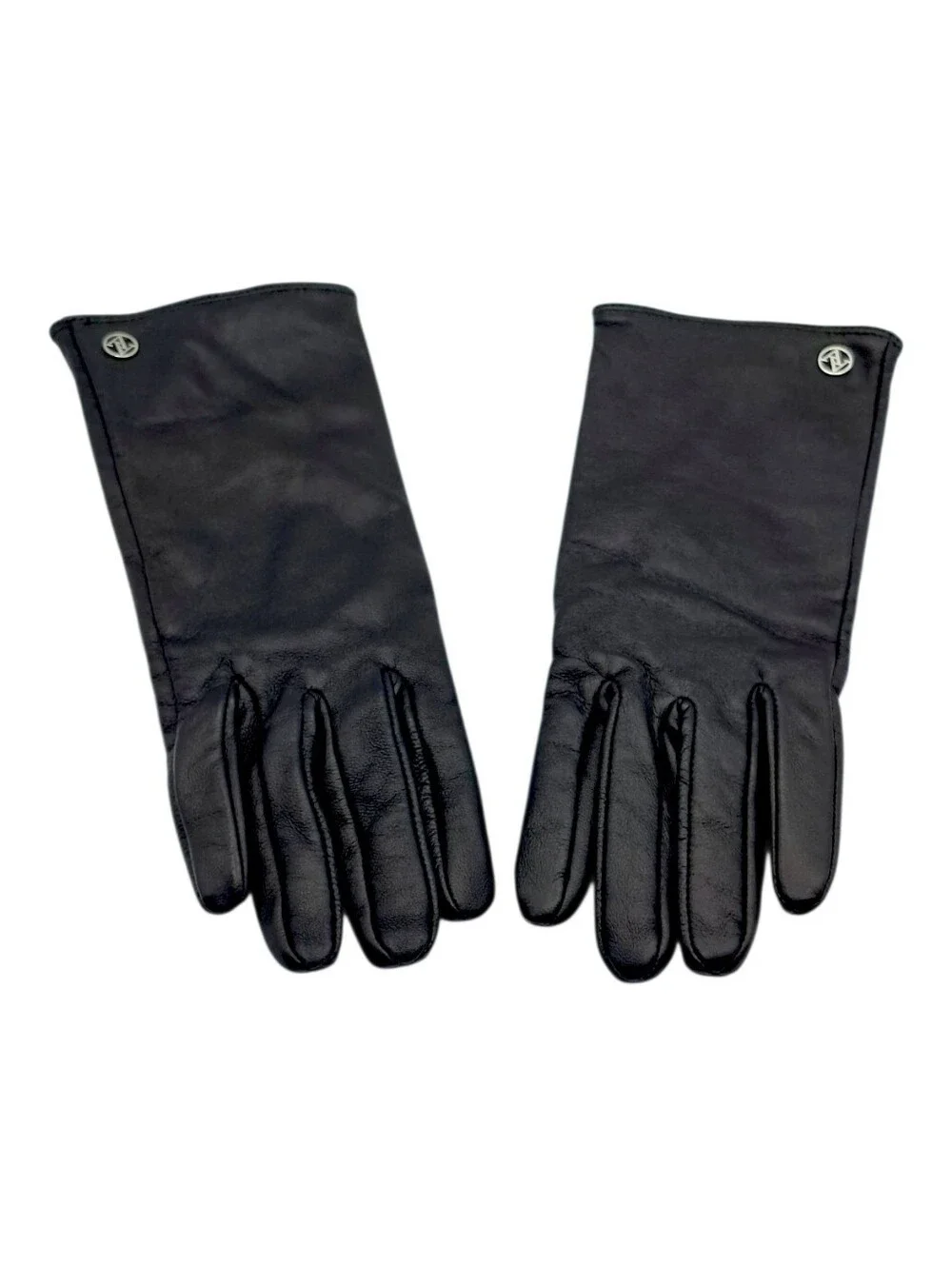 LIKE NEW Adrienne Vittadini Women's Black Leather And Cashmere Gloves